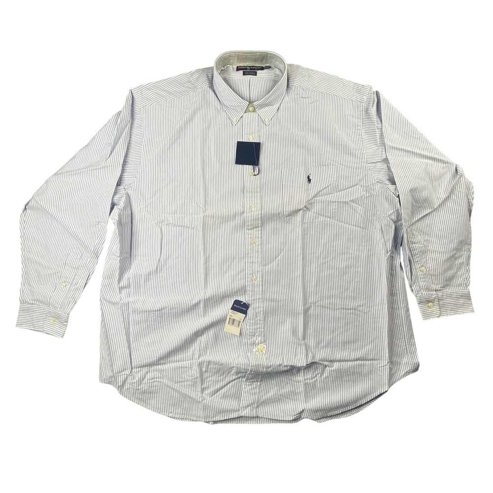 Polo Ralph Lauren Big Shirt Mens XXL Blue White Striped Oxford Button Down NWT
